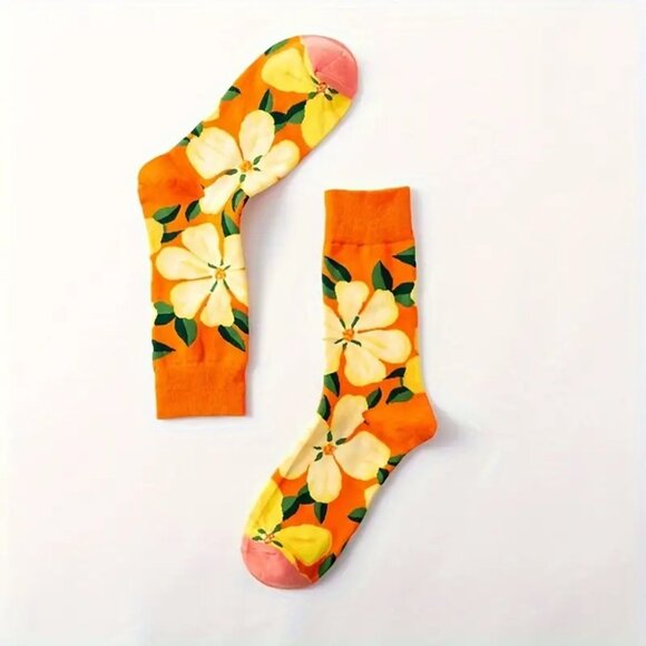5 Pairs Women's Floral Print Mid-Calf Socks - Picture 6 of 6
